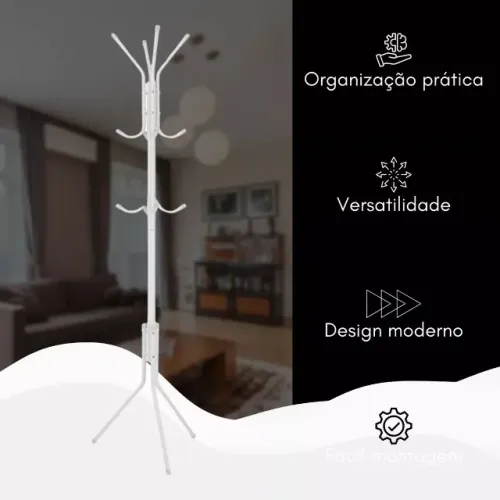 mancebo cabideiro bolsa casaco chapéu roupas 12 ganchos cor branco  mb-10b