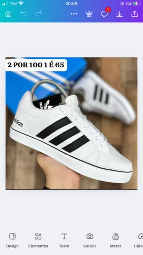 2 tênis por 100,00 mais a taxa de entrega ou 1 por 65,00 mais a taxa de entrega 