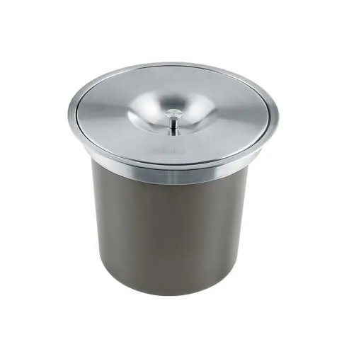 Lixeira Embutida, de Sobrepor, Redonda Franke Aço Inox Escovado - 5 Litros