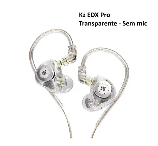 Fone de ouvido original Kz EDX Pro - retorno de palco, graves, sem mic (preto ou transpare