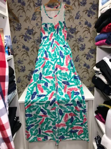 Vestido Hering Kids longo estampado floral 