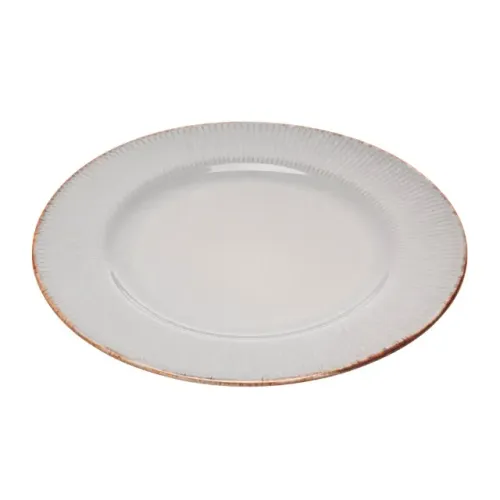Conjunto 02 Pratos Rasos Linear De Cerâmica Cinza 27cm