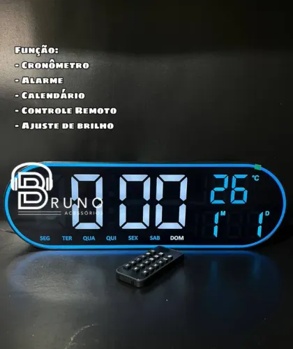Relógio Digital Led De Parede Mesa Com Controle E Cronômetro<br>