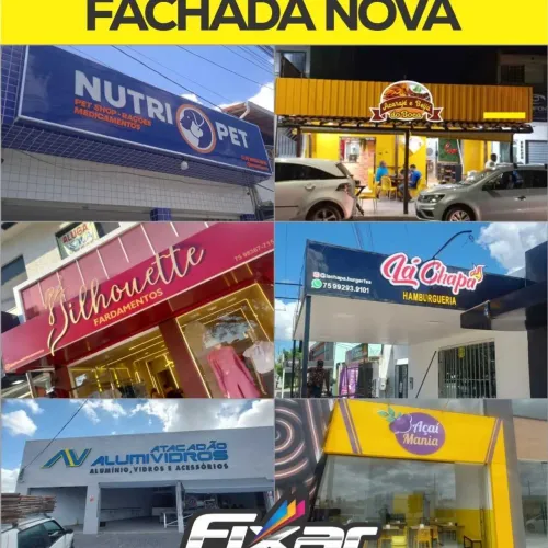Fachadas. Placas. Plotagem. Luminoso. Adesivos 