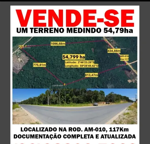 Ótimo Terreno para venda tem 547m² em Zona Rural - Rio Preto da Eva - AM
