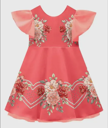 Vestido Infantil Milon Floral Rosa - Tamanho 06