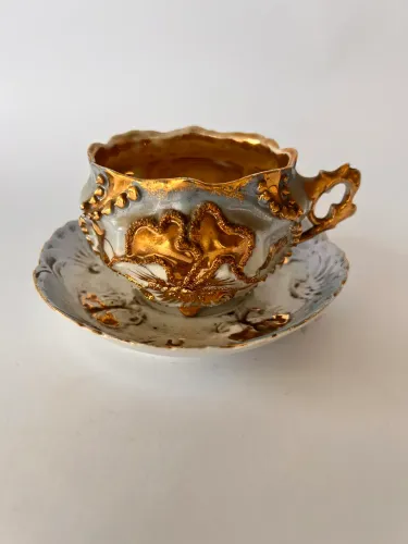 Rara Xícara de Café Antiga "Bonne Année" - Porcelana Francesa Séc. XIX