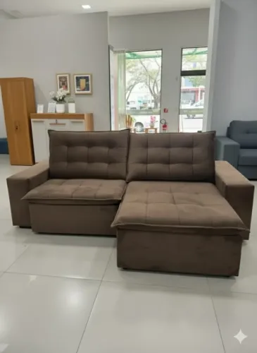 Sofá elegance premium veludo marrom 