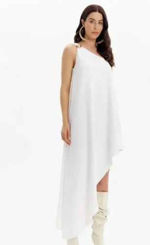 Vestido branco assimétrico Lança Perfume 