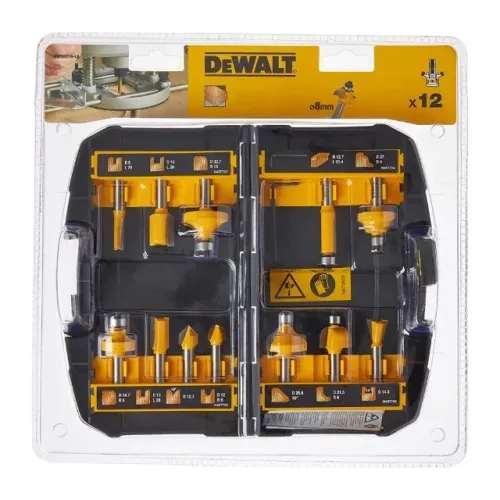 Jogo de Fresas 8mm Tupia para Madeira 12 Peças Dewalt DW90016-LA