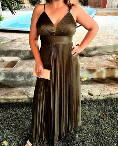 Vestido festa Verde Oliva