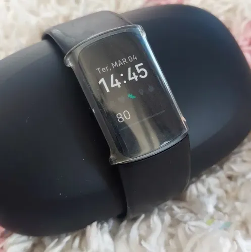 ORIGINAL Smartwatch FitBit Charge 5 masculino pulseira de silicone preta inclui carregador