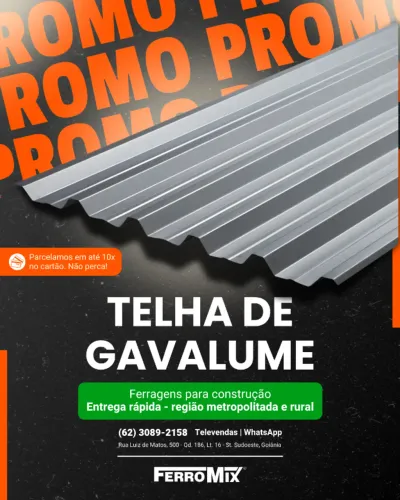Telha de Zinco | Telha Gavalume - Entrega rápida - Parcelamento em até 10x