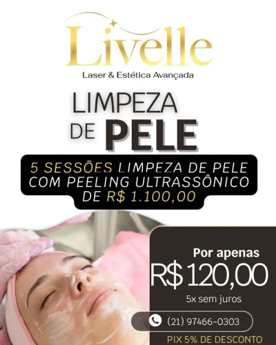 Tratamento Limpeza profunda de pele na Livelle Estética