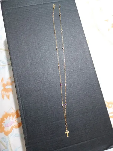 Corrente de ouro 18k com pedras de ametistas