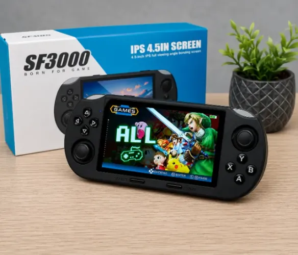 Console Portátil SF3000 Tela IPS 4.5" + 20 Mil Jogos Retrô