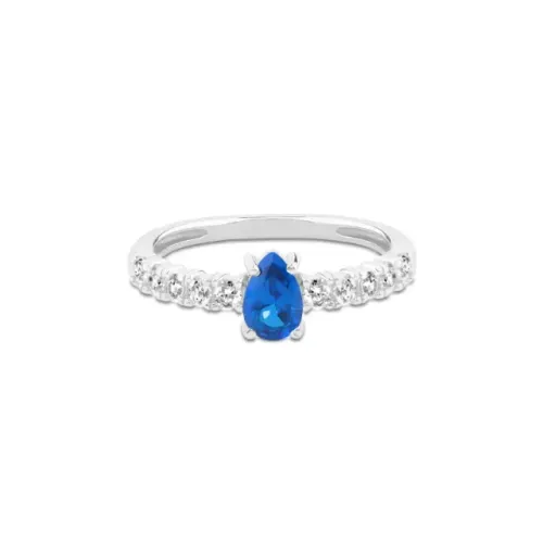Anel Life Special II em Prata 925 com Cristal Azul e Pedras Incolores