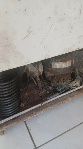 Frizer meralfrio duas portas, sem gás, motor funcionando, serpentina condensadora nova,.