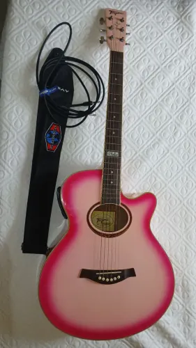 Violão Tagima Dallas Elétrico Rosa + Cabo + Correia