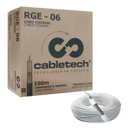Caixa de cabo rg6 branco cabletech de 100m