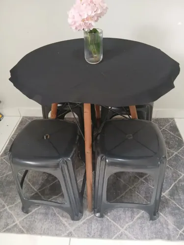 Mesa redonda 90cm + banquetas