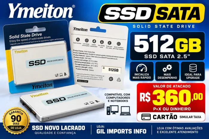 SSD SATA 512GB Ymeiton - NOVO LACRADO | R$ 360,00
