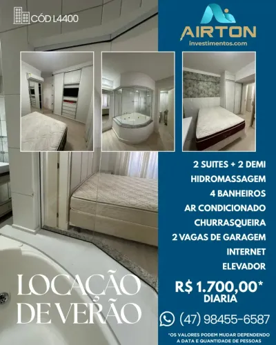 LOCAÇÃO DE VERÃO- 4 SUITES SENDO 2 DEMI, 150 MTS DO MAR EM MEIA PRAIA - ITAPEMA -SC