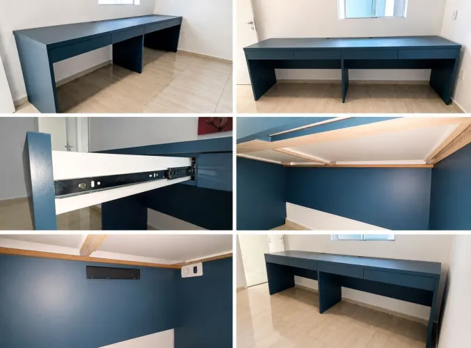 Mesa Escritório Planejada 2,71x0,60 c/4 Gavetas
