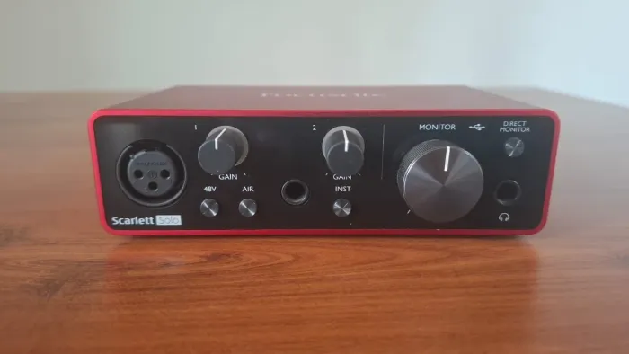 Interface de áudio, USB C, focusrite scarlett solo, 3a geração.