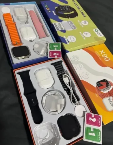 Kit 9 em 1 Relogio digital fone sem fio e acessorios