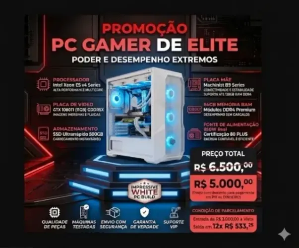 CPU gamer + 64GB DDR4 + SSD 500GB + GTX 1080 Ti (11 GB) GDDR5X