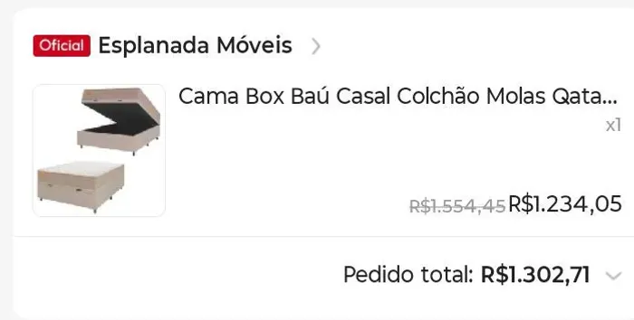 Cama box baú pouco tempo de uso, nota fiscal, motivo MUDANÇA obs: retirar no local
