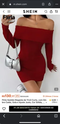 VESTIDO SHEIN VERMELHO CANELADO