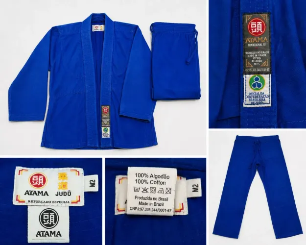 Kimono Judô Atama Azul M2 100% Algodão