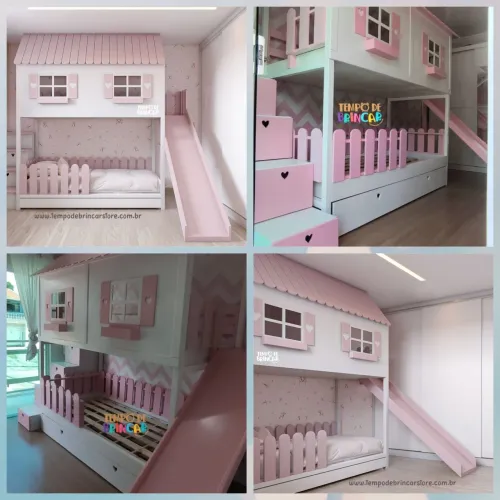 Cama Beliche Princesa adoleta com escorredor.