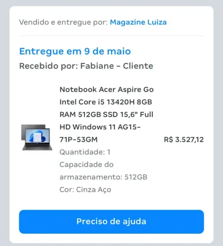 Notebook Acer Aspire Go Intel Core i5