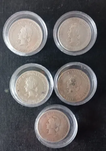 5 moedas de prata 900 originais