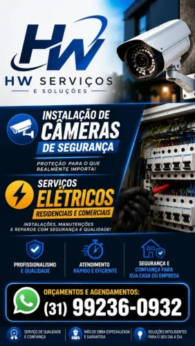Serviços de instalações de câmeras, e parte elétrica.
