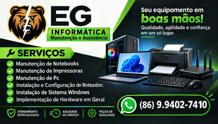 Manutenção em impressora, notebook e computadores.
