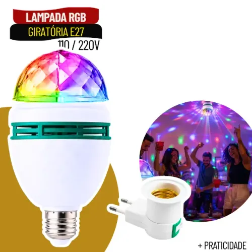 Lâmpada Globo Giratória LED Colorida para Festa Balada DJ Bola Maluca - SCS55