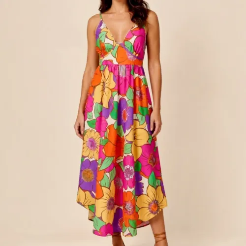 FARM impecável usado 1x. Vestido cropped Floral Carolina M. Medidas na descrição.