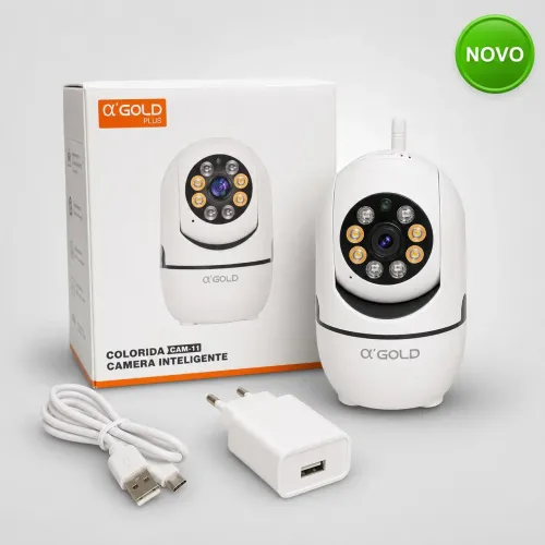 Câmera Wi-Fi Inteligente Gold Full HD Visão Noturna