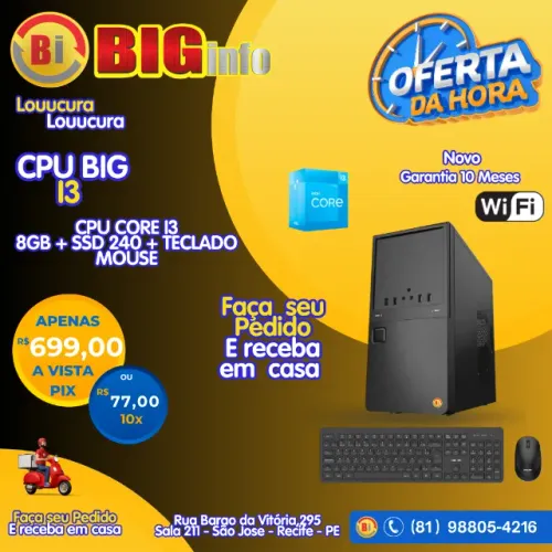 Computador Intel Core I3 3°geração | 8gb Ram | Ssd240gb | Nf - Em ate 10x Fixas
