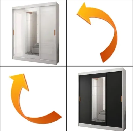 Closet Verona 3 Portas - Branco/Preto/Branco