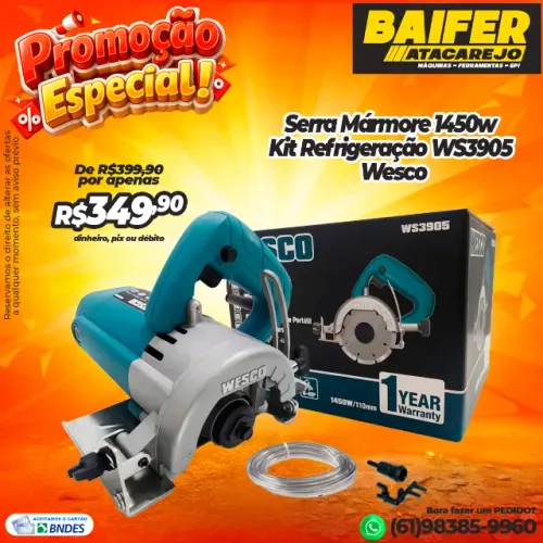 Serra Mármore 1450w Kit Refrigeração WS3905 Wesco