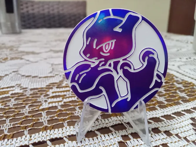 Moeda Grande Pokémon tcg do Mewtwo roxo e branco