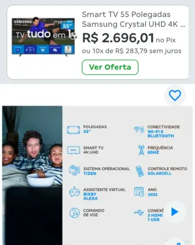 Smart tv Samsung 55 polegadas com alexia, comando de voz, e ainda está na garantia.