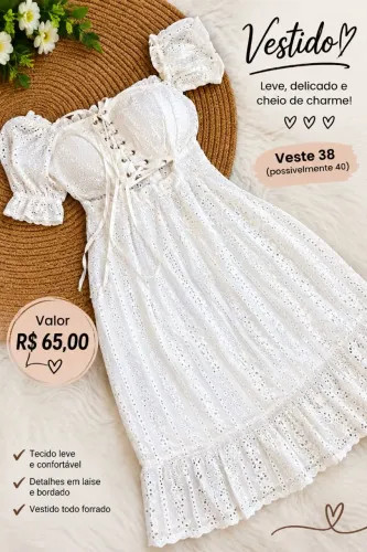 Vestido em Laíse bordado e forrado