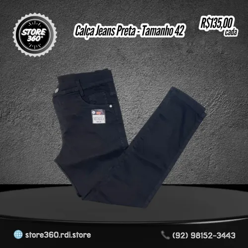 Calça Jeans Preto Tamanho 42