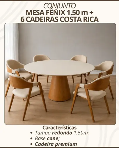 Mesa de Jantar redonda 1,50m com 6 cadeiras poltronas R$ 5.750,00 a vista